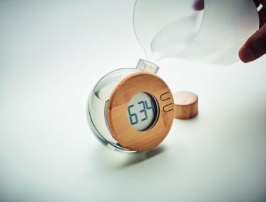 Logotrade corporate gift image of: Water powered bamboo LCD clock