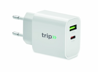 Logotrade promotional product picture of: 18W 2 port USB charger EU plug