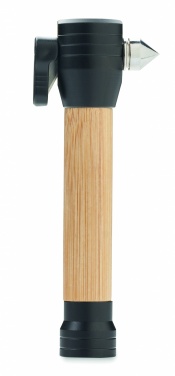 Logo trade advertising products picture of: 3-in-1 bamboo flashlight with an emergency hammer and seatbelt cutter