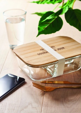 Logo trade promotional gifts picture of: Glass lunch box with bamboo lid