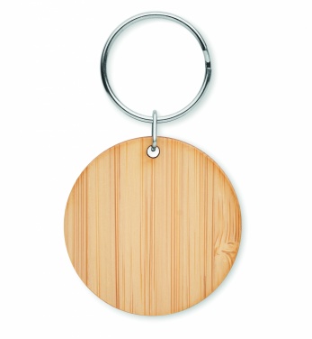 Logo trade promotional giveaway photo of: Round bamboo key ring Pieksämäki