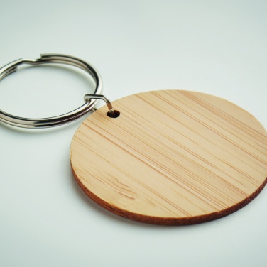 Logo trade advertising products picture of: Round bamboo key ring Pieksämäki