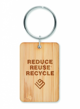 Logo trade promotional merchandise image of: Rectangular bamboo key ring Riihimäki