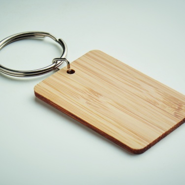 Logotrade promotional product picture of: Rectangular bamboo key ring Riihimäki