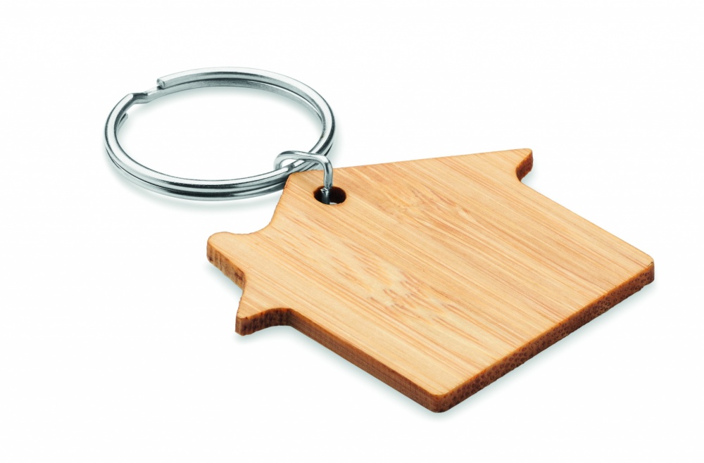 Logotrade corporate gift image of: House shaped bamboo key ring Järvenpää