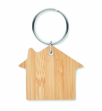 Logotrade business gifts photo of: House shaped bamboo key ring Järvenpää