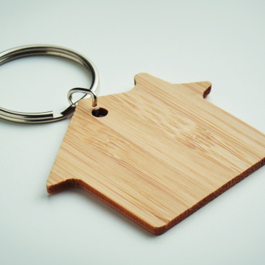 Logo trade promotional gifts image of: House shaped bamboo key ring Järvenpää