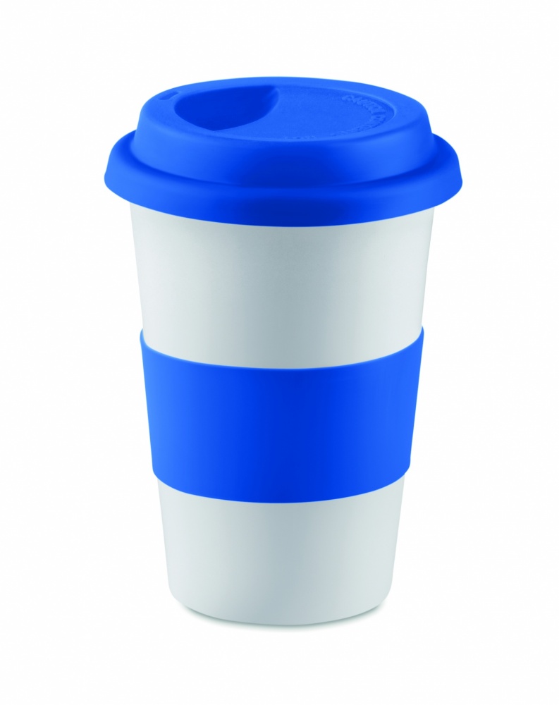 Logo trade promotional gifts image of: Ceramic mug w/ lid and sleeve