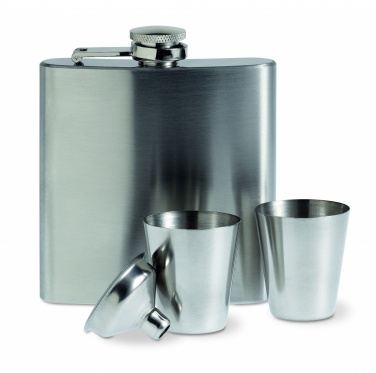 Logotrade promotional gift image of: Slim hip flask w 2 cups set