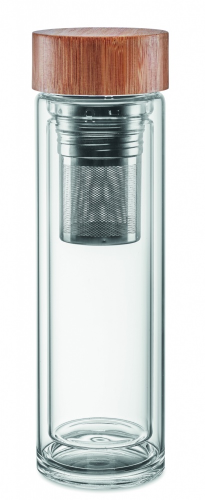 Logo trade promotional gift photo of: Double wall glass bottle 400ml München