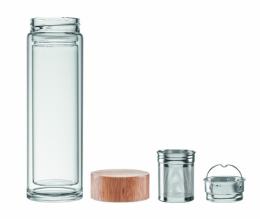 Logotrade business gift image of: Double wall glass bottle 400ml München