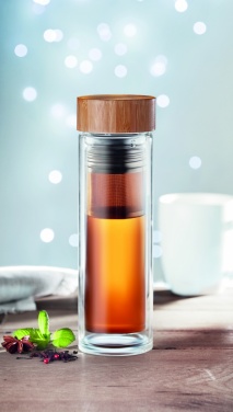 Logo trade advertising products picture of: Double wall glass bottle 400ml München