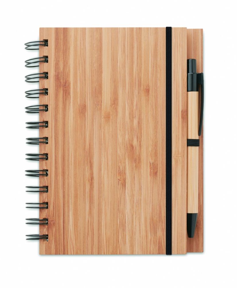 Logo trade business gifts image of: Bamboo notebook with pen lined BAMBLOC