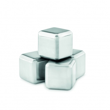 Logotrade corporate gift image of: Set of 4 SS ice cubes in pouch