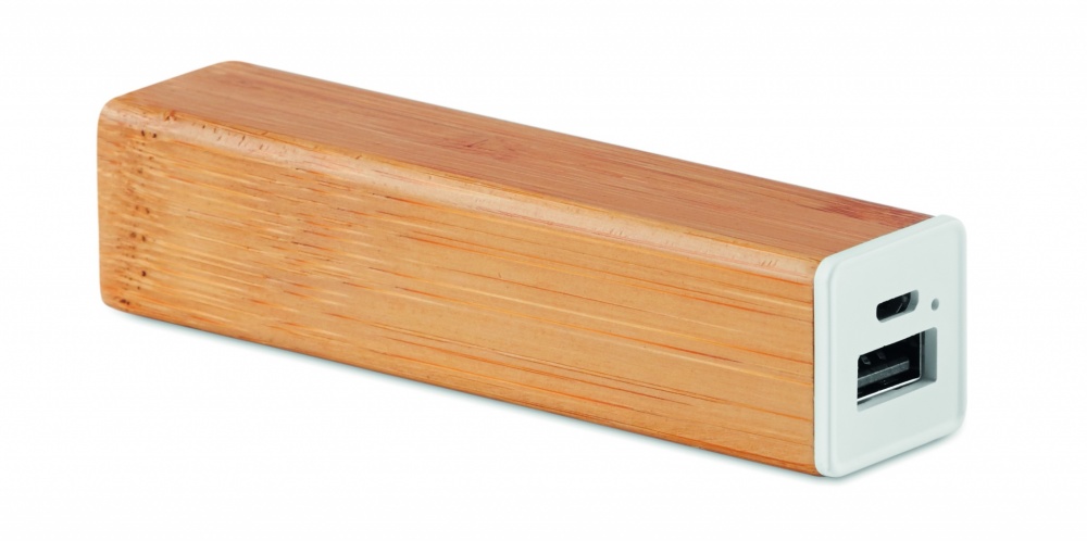 Logo trade promotional merchandise photo of: Power bank bamboo 2200 mAh POWERBAM