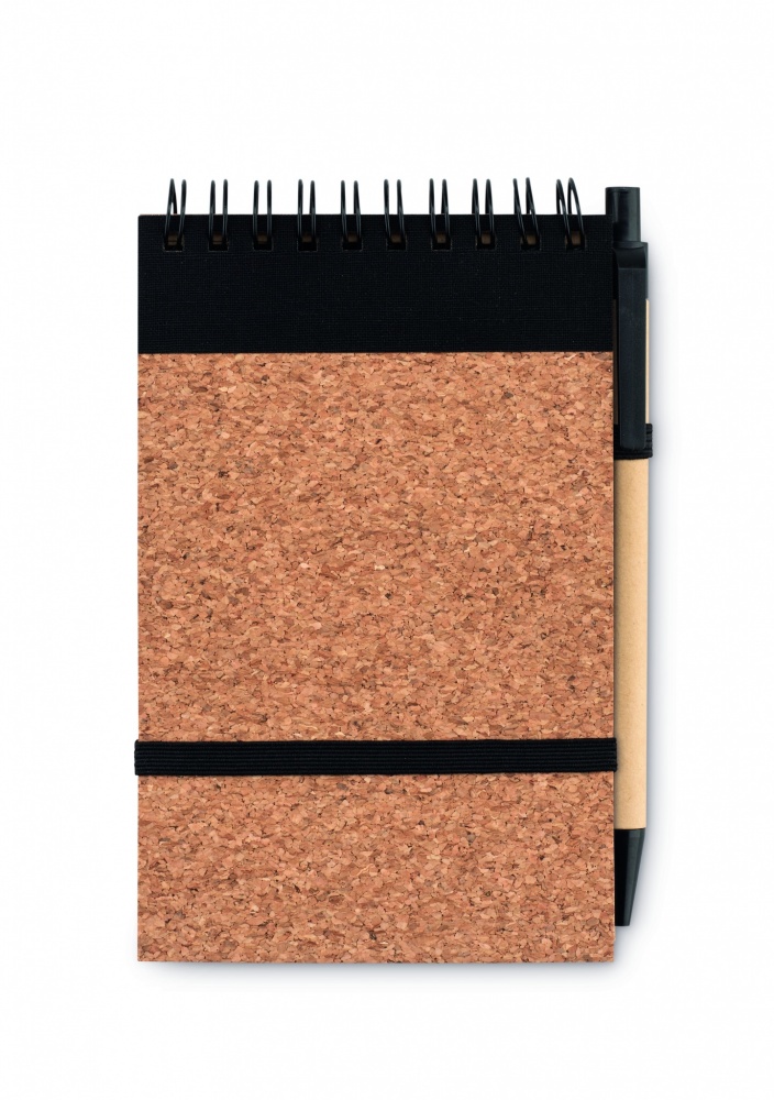 Logo trade promotional products image of: A6 Cork notepad with pen
