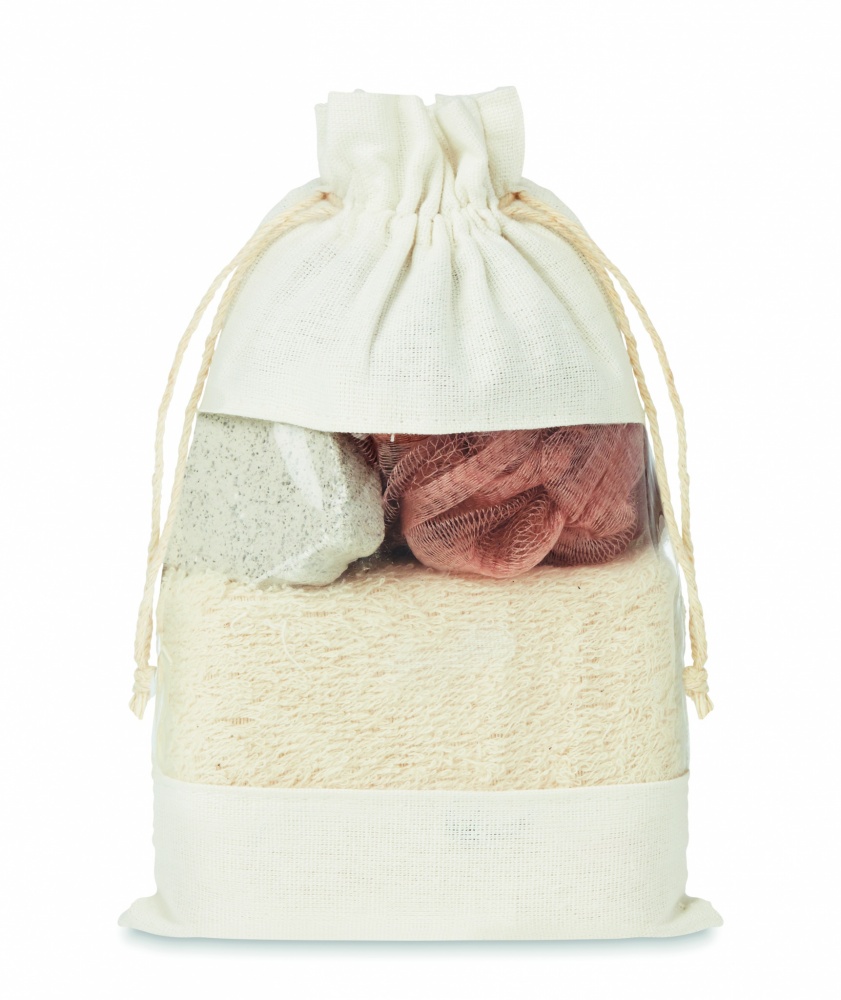 Logo trade promotional gifts image of: Bath set in cotton pouch