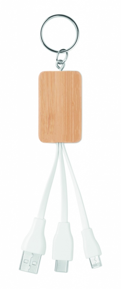 Logo trade promotional giveaways image of: Bamboo 3-in-1 cable