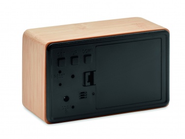Logotrade corporate gift picture of: LED alarm clock bamboo casing Düsseldorf