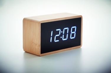 Logo trade corporate gifts image of: LED alarm clock bamboo casing Düsseldorf