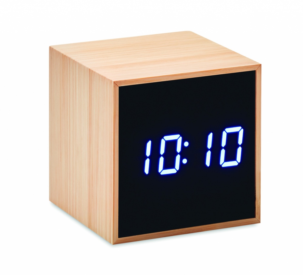 Logotrade promotional merchandise image of: LED alarm clock bamboo casing Dortmund