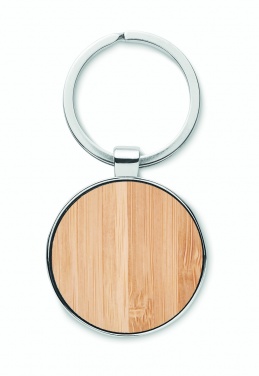 Logotrade promotional giveaway picture of: Round key ring metal bamboo Dobele