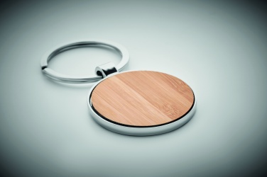Logotrade promotional item image of: Round key ring metal bamboo Dobele