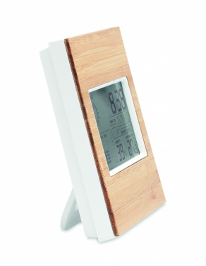 Logo trade corporate gifts image of: Weather station bamboo front TURKU