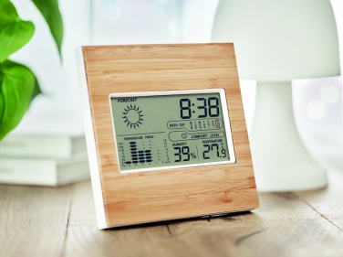 Logotrade advertising product image of: Weather station bamboo front TURKU