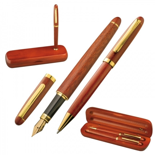 Logotrade promotional product picture of: Rosewood writing set OXFORD