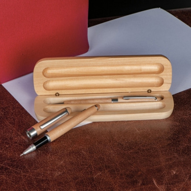 Logotrade advertising products photo of: Wooden writing set ballpen and roller INDIANAPOLIS