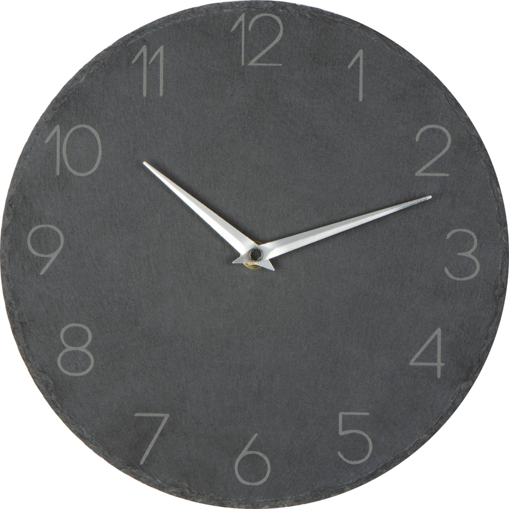 Logo trade business gift photo of: Slate wall clock GRAZ