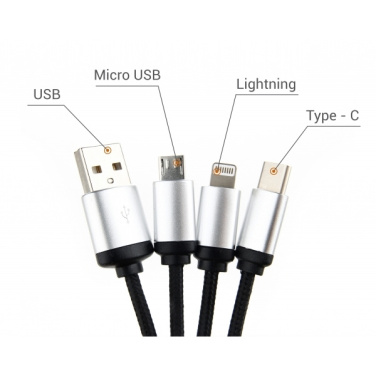 Logotrade promotional products photo of: 3in1 cable with enlighted logo for engraving, RXD-368