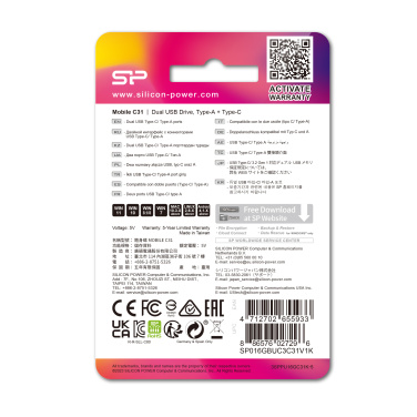 Logotrade promotional product image of: Pendrive USB/type - C Silicon Power Mobile C31 3.0 OTG