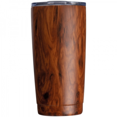 Logotrade corporate gift picture of: Stainless steel mug with wooden look COSTA RICA 550 ml