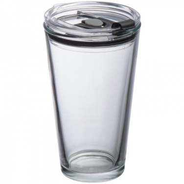 Logo trade promotional giveaways picture of: Glass mug with lid WATTENSCHEID 400 ml