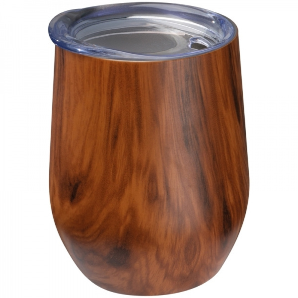 Logo trade advertising products image of: Stainless steel mug with wooden look BRIGHTON 380 ml