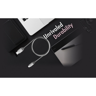 Logo trade promotional products image of: Nylon data transfer cable LK30 Type - C Quick Charge 3.0