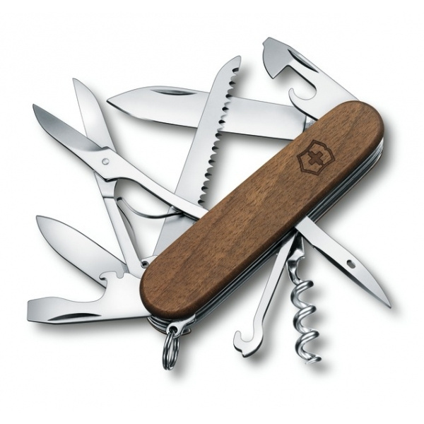 Logo trade promotional merchandise image of: Pocket knife Huntsman Wood Victorinox