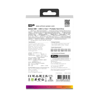 Logo trade advertising products image of: Hard Disc Silicon Power Armor A30 2TB