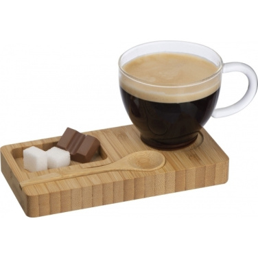 Logotrade promotional item image of: Tray with cup and spoon FORMOSA 150 ml