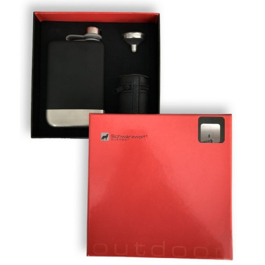 Logo trade promotional item photo of: Hip flask set TAHAT Schwarzwolf