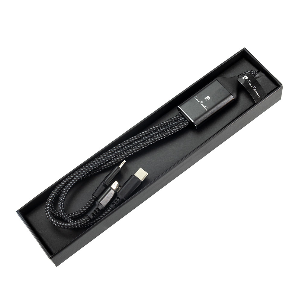 Logotrade promotional products photo of: 3 in 1 cable with elighted logo Pierre Cardin