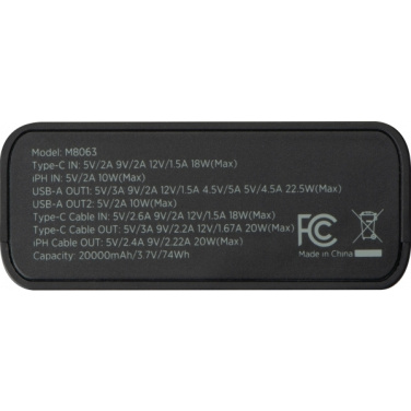 Logotrade promotional giveaway image of: Power bank 20 000 mAh MARABELLA MoLu