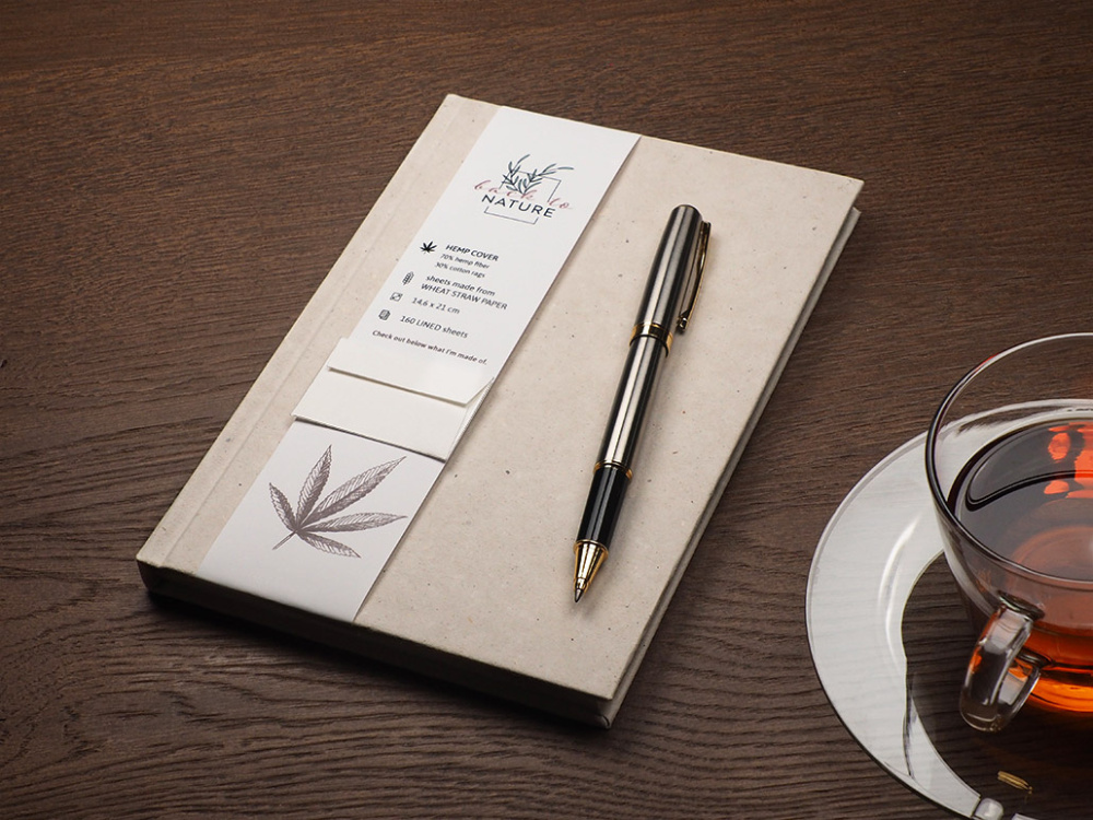 Logotrade promotional gift image of: Recycled Hemp Notebook 209734300