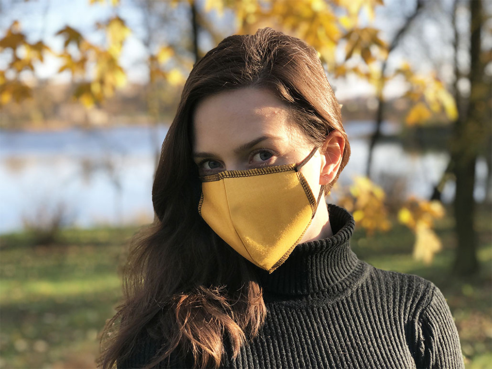 Logotrade corporate gift image of: BLACK-BLACK cotton face mask 140116500