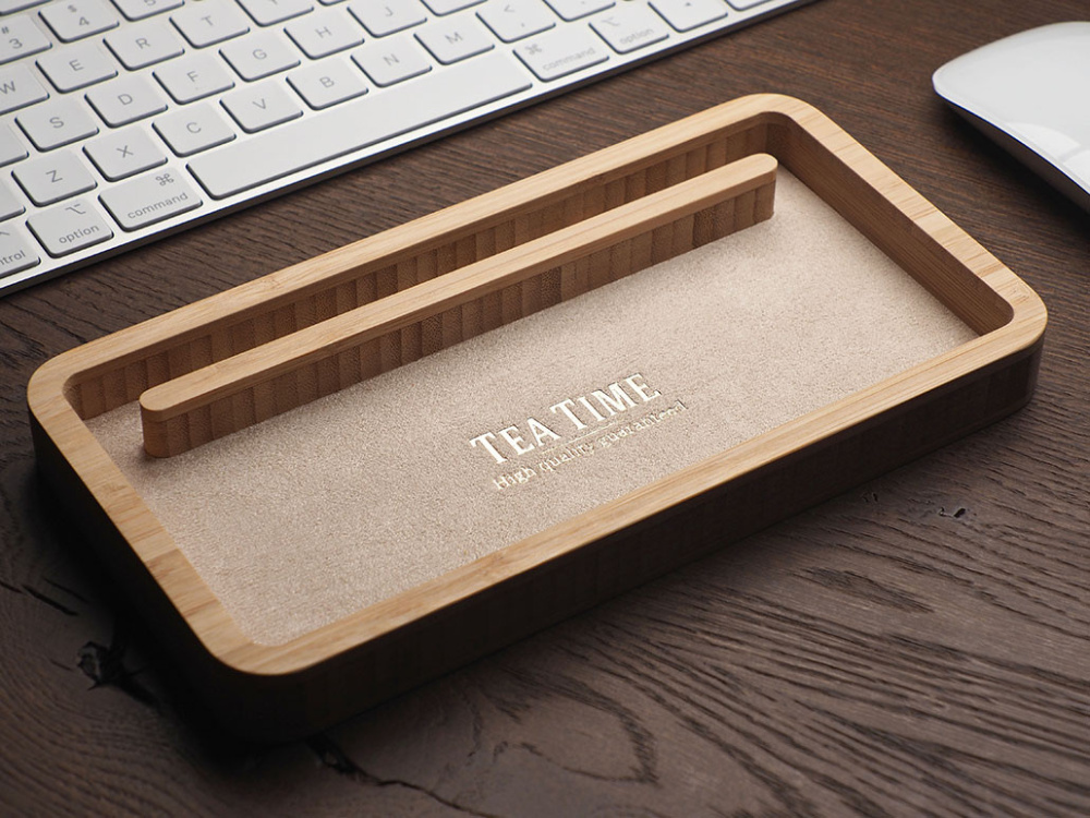 Logo trade promotional giveaways image of: Wooden desk organiser 1850292