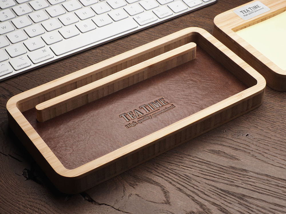 Logo trade promotional giveaways image of: Wooden desk organiser 1852292