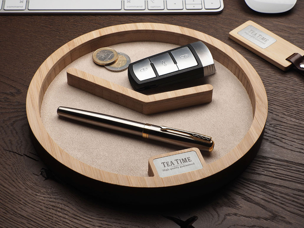 Logo trade promotional giveaways image of: Wooden desk organiser 1817292