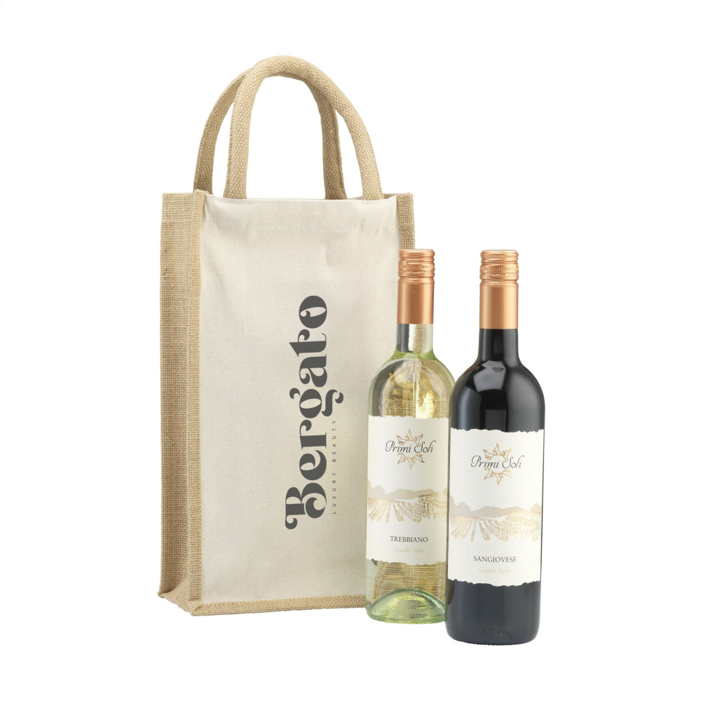 Logo trade promotional gifts picture of: Jute Canvas Double Wine Bag